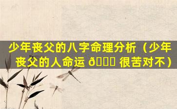 少年丧父的八字命理分析（少年丧父的人命运 🐋 很苦对不）